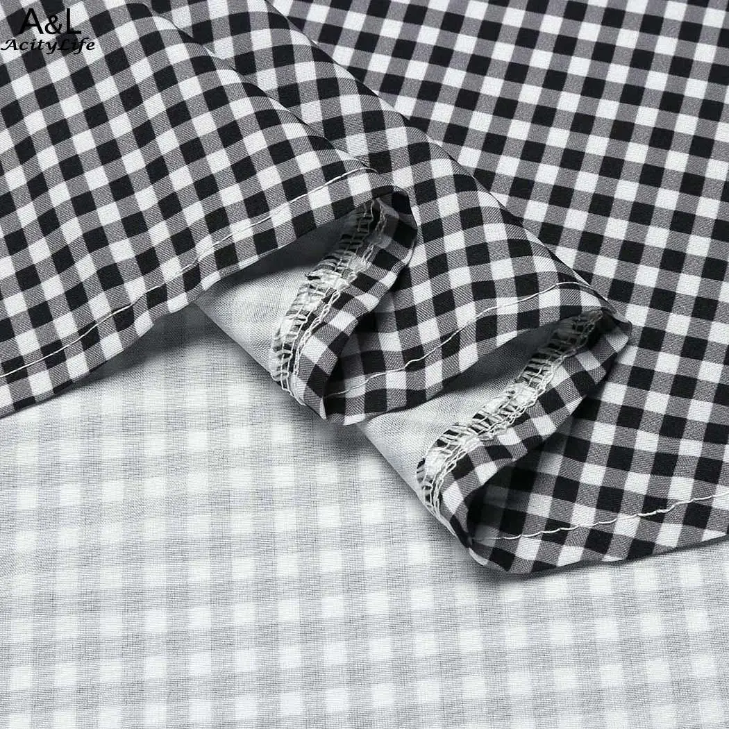 Без рукавов Винтаж СТИЛИ шею платье в клетку|Женские платья| |