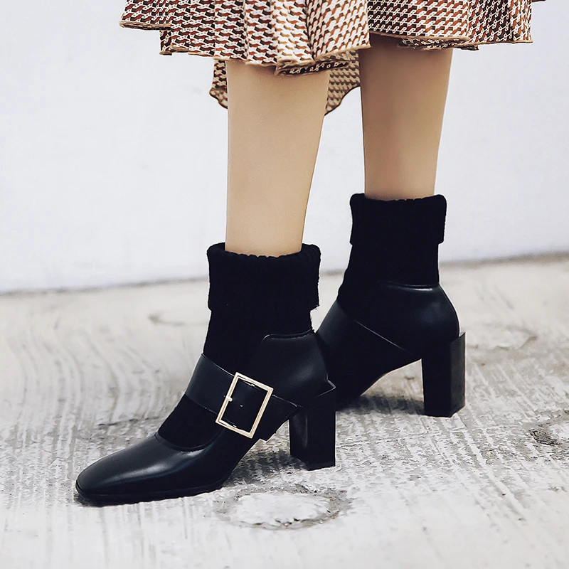 Salu/Новое поступление Ботинки из натуральной кожи Пикантные женские ботильоны на