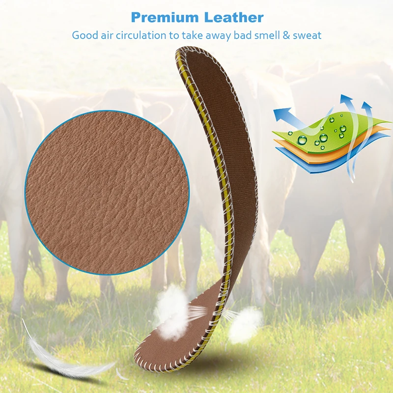 Удобные амортизирующие стельки из коровьей кожи Soumit Дышащие для обуви