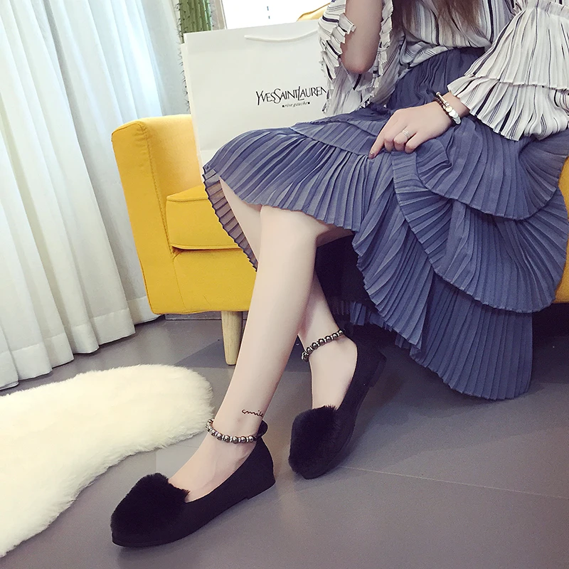 2016 Новый Бисероплетение квартиры зимние сапоги Мода Реального Меховой Обуви