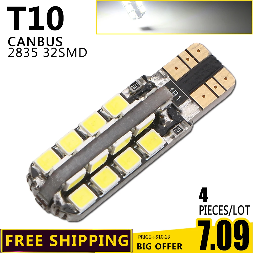 Авто T10 2835 32 SMD белый кристалл синий красный розовый W5W 12 В Canbus боковой Клин