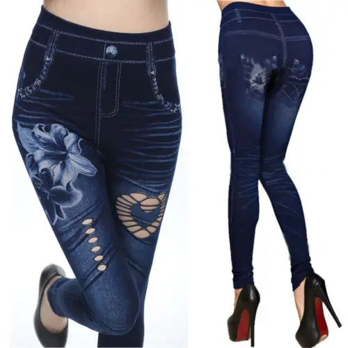 

Women Leggings New Skinny High Waist Jeans Trousers Denim Stretchy Pencil Pants