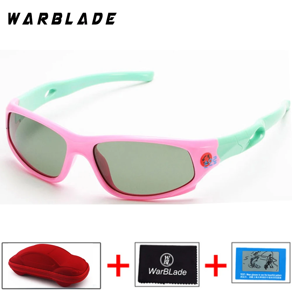 pink green Детские поляризованные солнцезащитные очки, детские очки UV400, защитные очки TR90, оправа, брендовые солнцезащитные очки для детей, Gafas De Sol - Цвет линз: pink green
