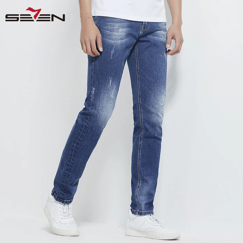 Seven7 повседневные Прямые маленькие эластичные брюки джинсы для мужчин узкие