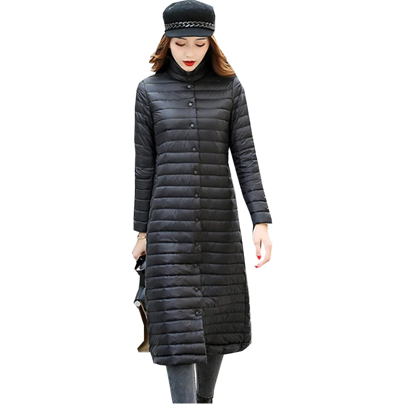 women Coat Ultra keep warm white Duck Down Jacket x-Long Female Overcoat Slim Solid Jackets Winter Coats Parkas Padded