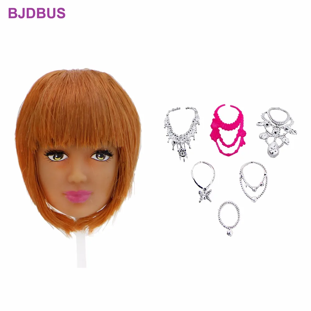 7 шт. = 1 модная крутая Кукольная голова короткая стрижка розовых губ + случайное 6x