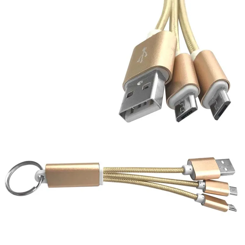 2 в 1 брелок зарядный кабель USB двойные разъемы + Micro (USB до 2xmicro)|usb to|to usbusb micro connector |