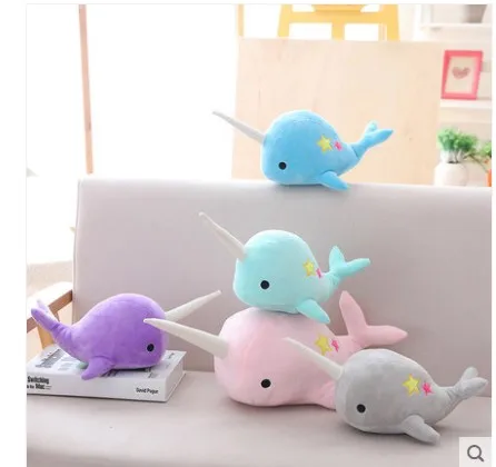 Кукла нарвала в виде Кита 25 см/35 см плюшевая игрушка для девочки подарок ребенку
