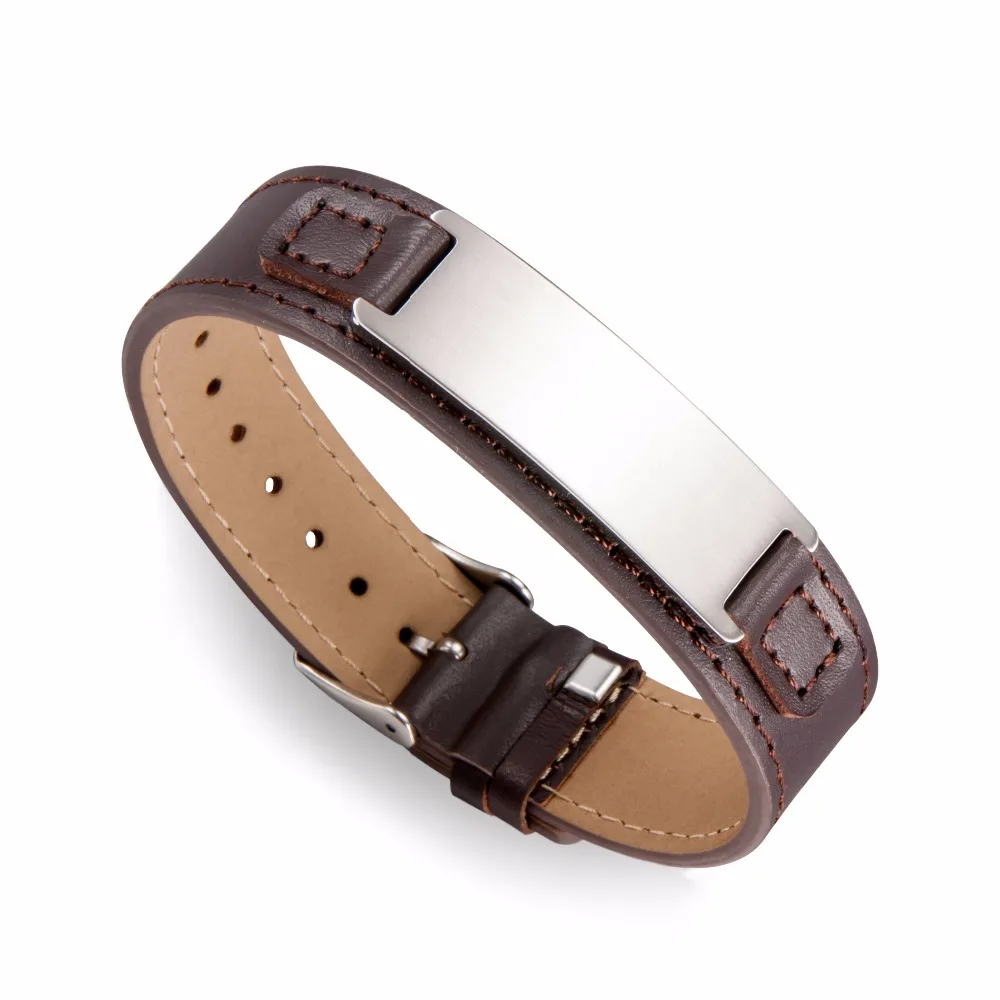 Мужской кожаный браслет из нержавеющей стали|leather bracelet|mens leather cuff braceletleather bracelets |