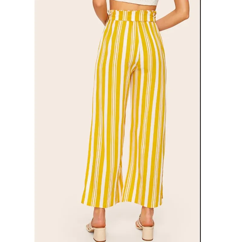 Женские брюки карго с высокой талией широкие в полоску уличная одежда длинные