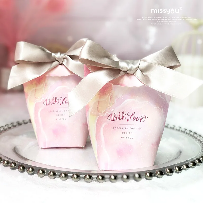 50 шт. свадебные сувениры розовые/красные коробки для конфет бумажный подарочный