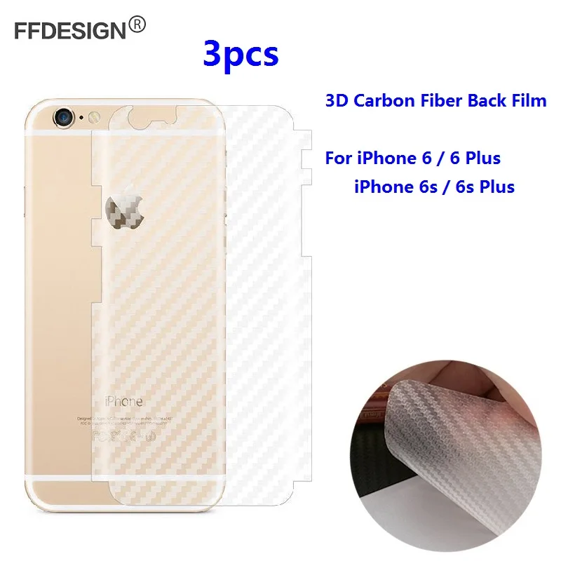 Для iPhone 6 6s Plus Защитная пленка для задней панели 3D углеродное волокно задняя
