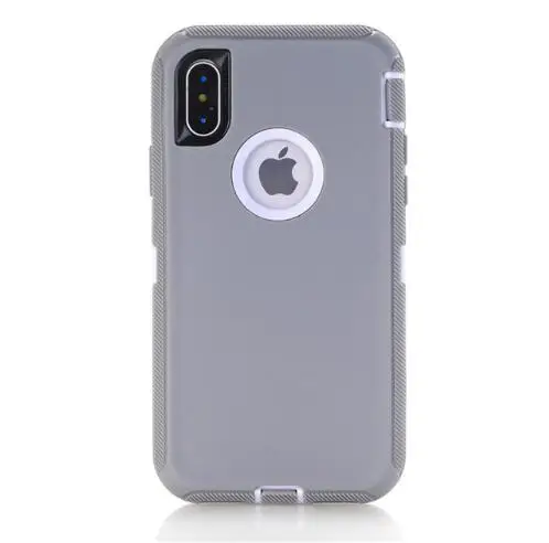 Gray Защитный чехол для iPhone7 6 Plus 6s 8 8 plus X 3 в 1 шт. резиновые гибридные тяжелые военные противоударные панцири чехлы для iPhone XR XS MAX - Цвет: Gray