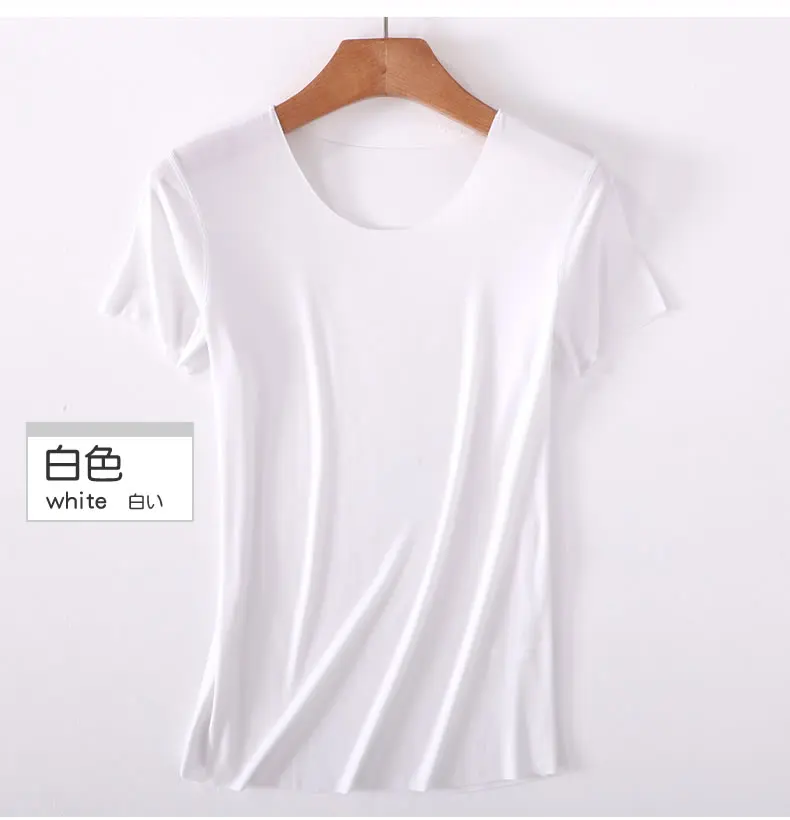 D96 Oneck white Летняя женская футболка, хлопок, короткий рукав, высокая эластичность, дышащий Топ, женская футболка, D96 - Цвет: D96 Oneck white
