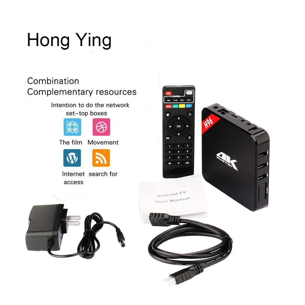 H96 Android ТВ коробка RK3229 4 ядра 6 0 DDR3 1 г 8 HDMI 2 WI FI К h.265 1080 P дополнений Netflix Media