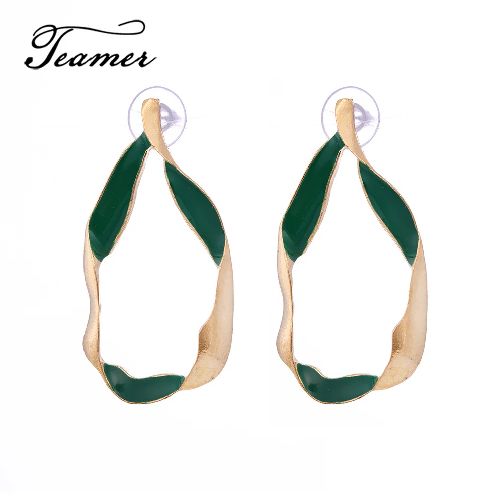 Teamer элегантные Для женщин серьги вечерние ювелирные изделия зелёная эмаль