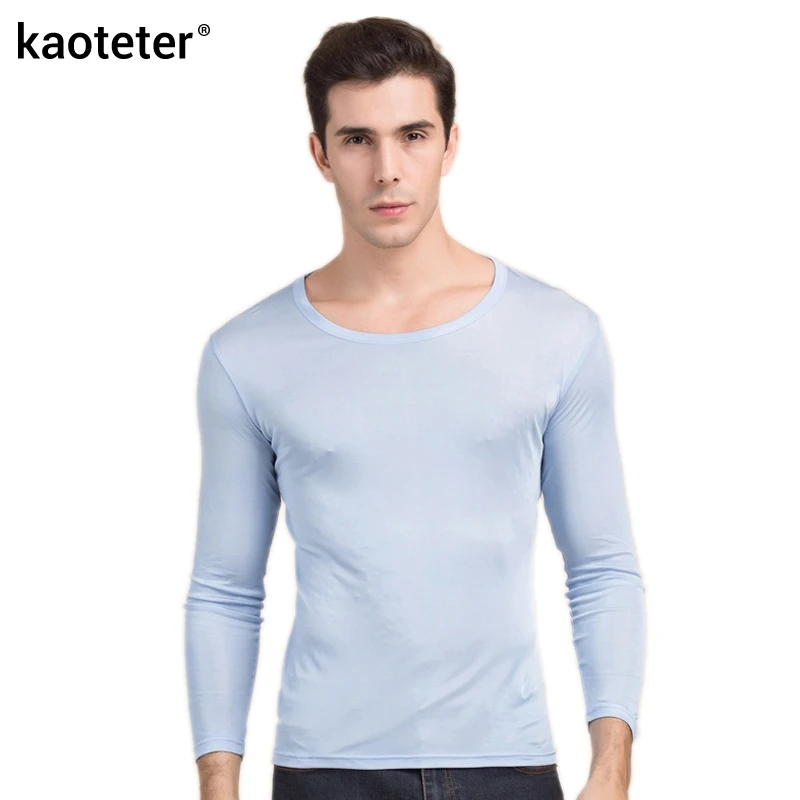 Футболка мужская осенне зимняя с длинным рукавом и круглым вырезом|Мужские