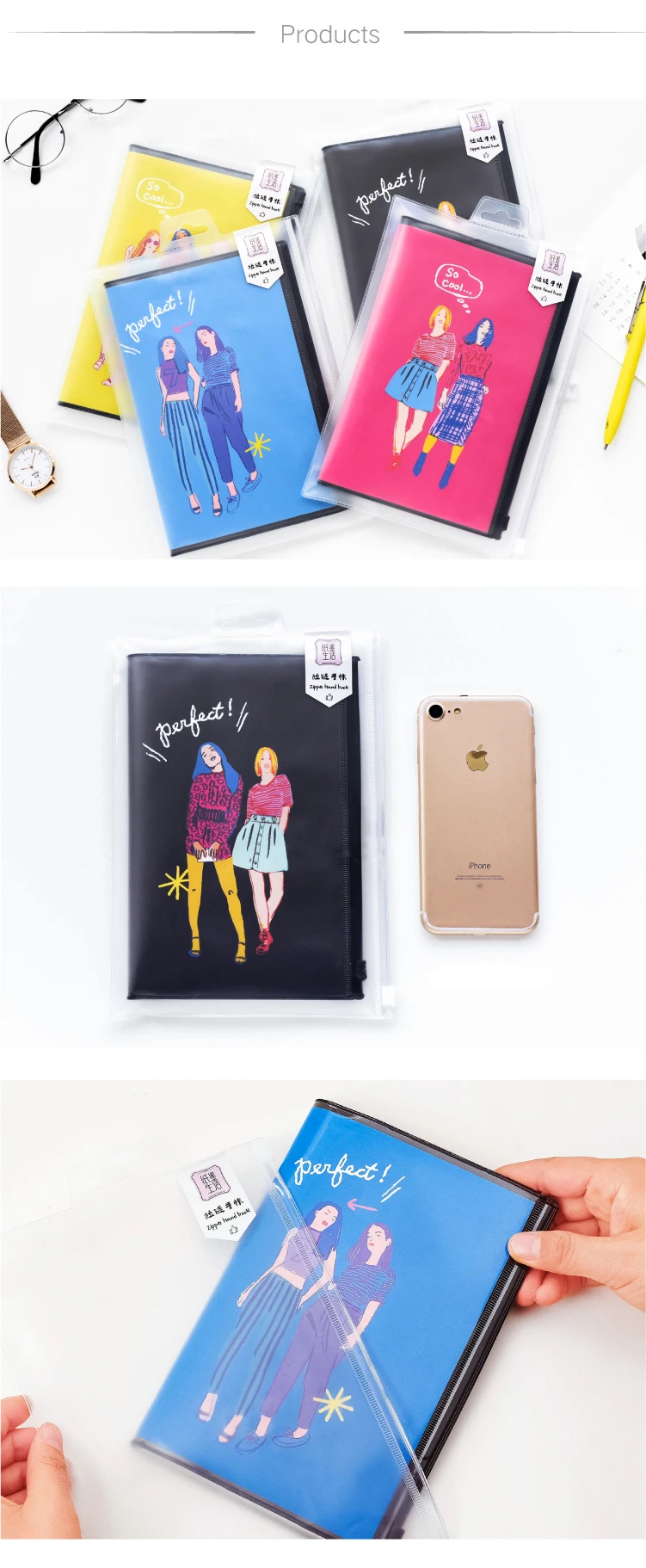 Серия Flash Girl Kawaii многофункциональный планировщик на молнии для школы, блокнот, милые канцелярские принадлежности, ежедневный Еженедельный дневник в горошек