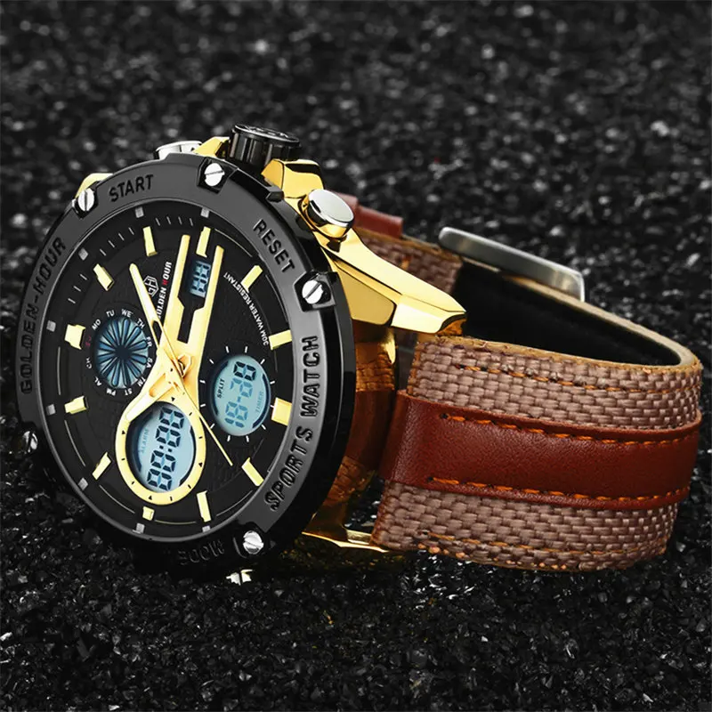Часы мужские кварцевые с кожаным ремешком хронографом | Наручные часы