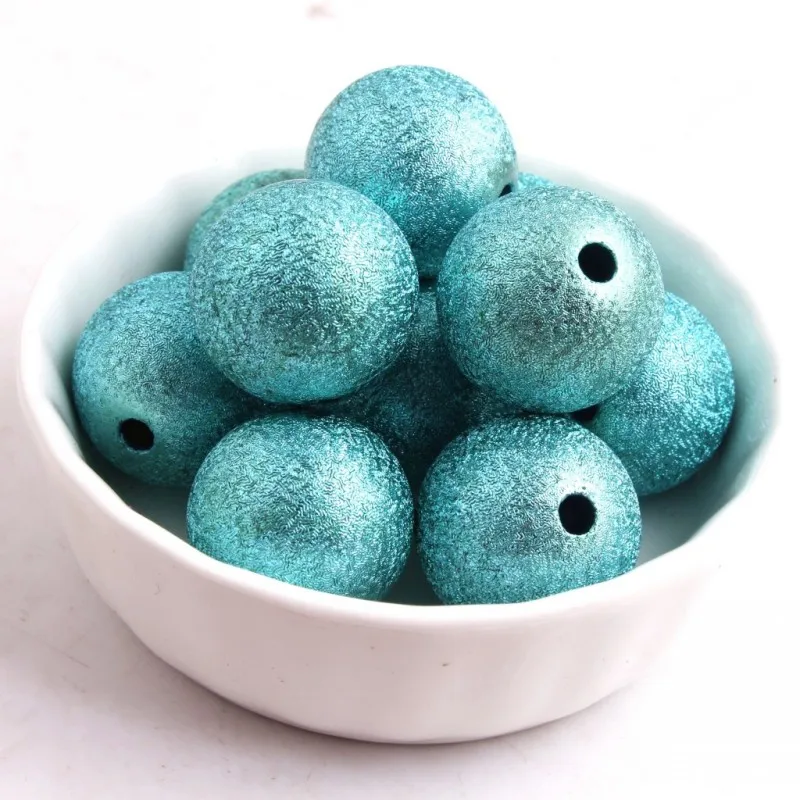 turquoise OYKZA акриловые Круглые бусины Stardust для массивные модные украшения ожерелье 8 мм 10 мм 12 мм 14 мм 16 мм 20 мм - Цвет: turquoise