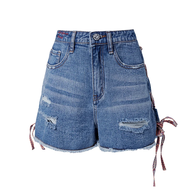 Женские джинсовые шорты ARTKA свободные повседневные на шнуровке с высокой талией