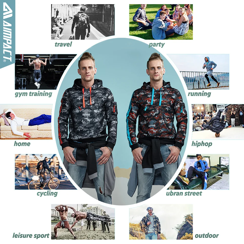 Aimpact камуфляжные Толстовки, Толстовки для мужчин, Модные Повседневные пуловеры с капюшоном, Мужская Уличная одежда в стиле хип-хоп, брендовая толстовка с капюшоном AMW4005
