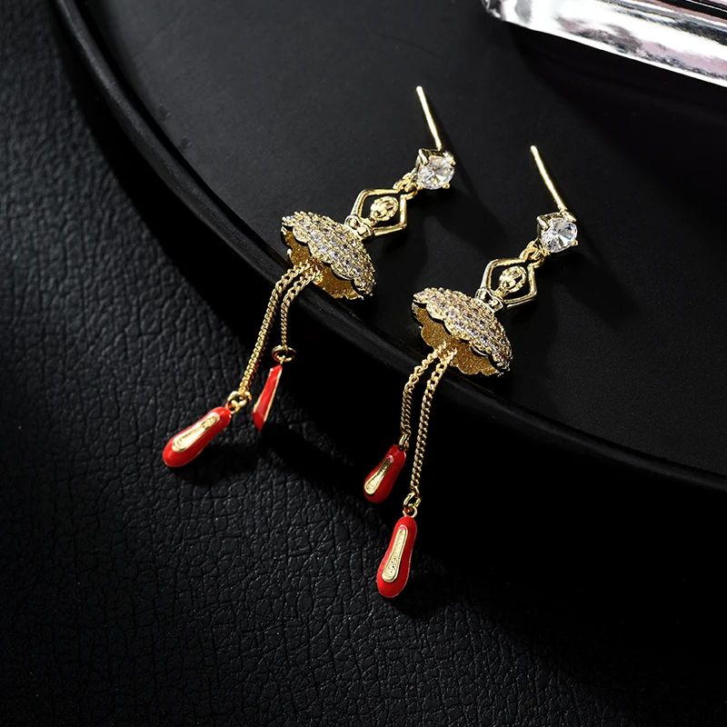 Модные длинные блестящие циркониевые висячие серьги с кисточками новый дизайн