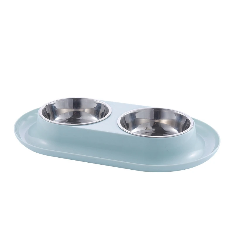 Blue Stainless Steel Pets Dogs Feeders Bowls Double Dogs Cats Feeders Bowls Outdoor Drinking Water Pet Dog Feeders Bowls - Цвет: Blue