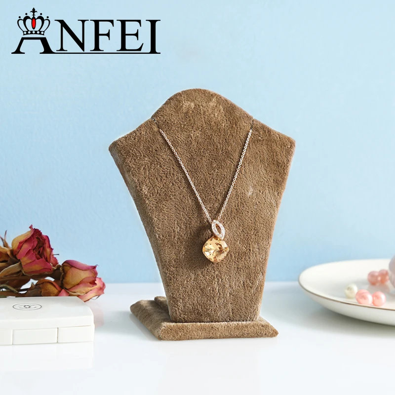 ANFEI хит продаж короткое коричневое тканевое ожерелье с подвеской Ювелирный стенд