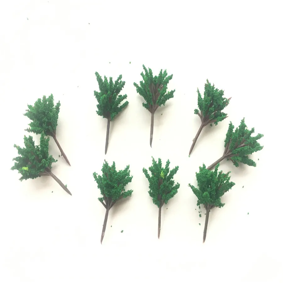 10 шт./лот 3 4 см модель Зеленое Дерево Миниатюрная архитектурный пластик зеленые