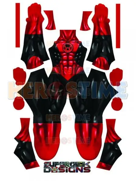 Красный корпус фонаря 3D напечатанный спандекс костюм зеленого No Eyemask Zentai