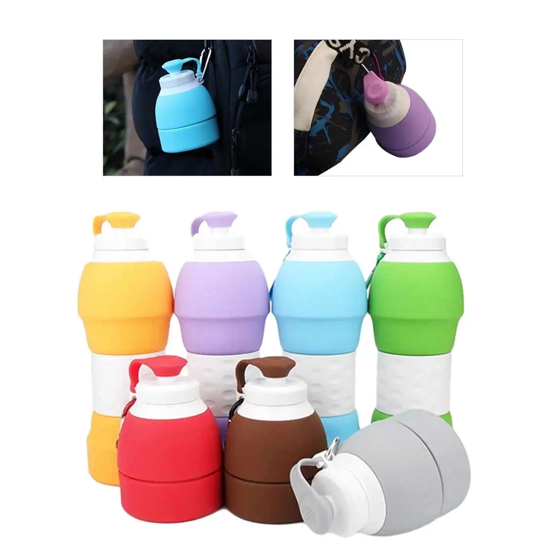 Портативная силиконовая бутылка для воды 580 мл Выдвижная складная кофейная
