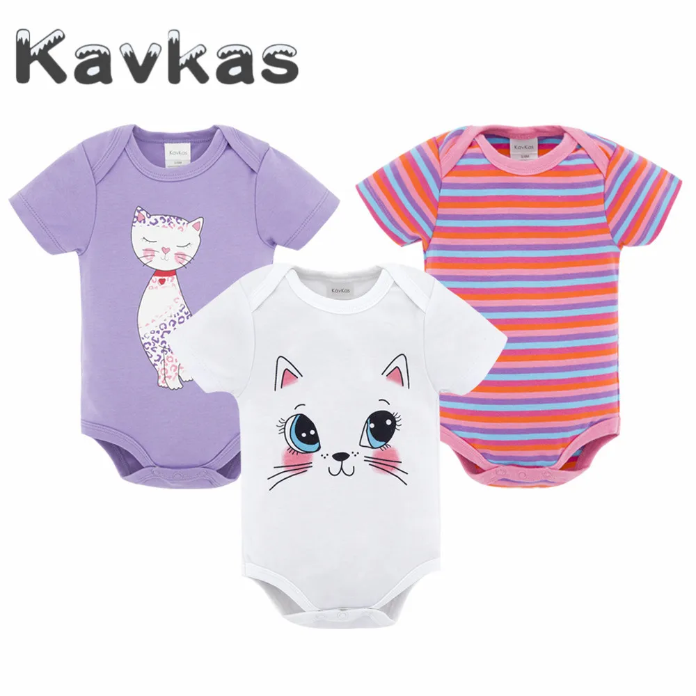 Kavkas/Новая детская одежда для мальчиков и девочек; 3 шт./лот; комбинезон с короткими рукавами; боди для новорожденных; одежда для малышей; roupas de bebes; комбинезоны