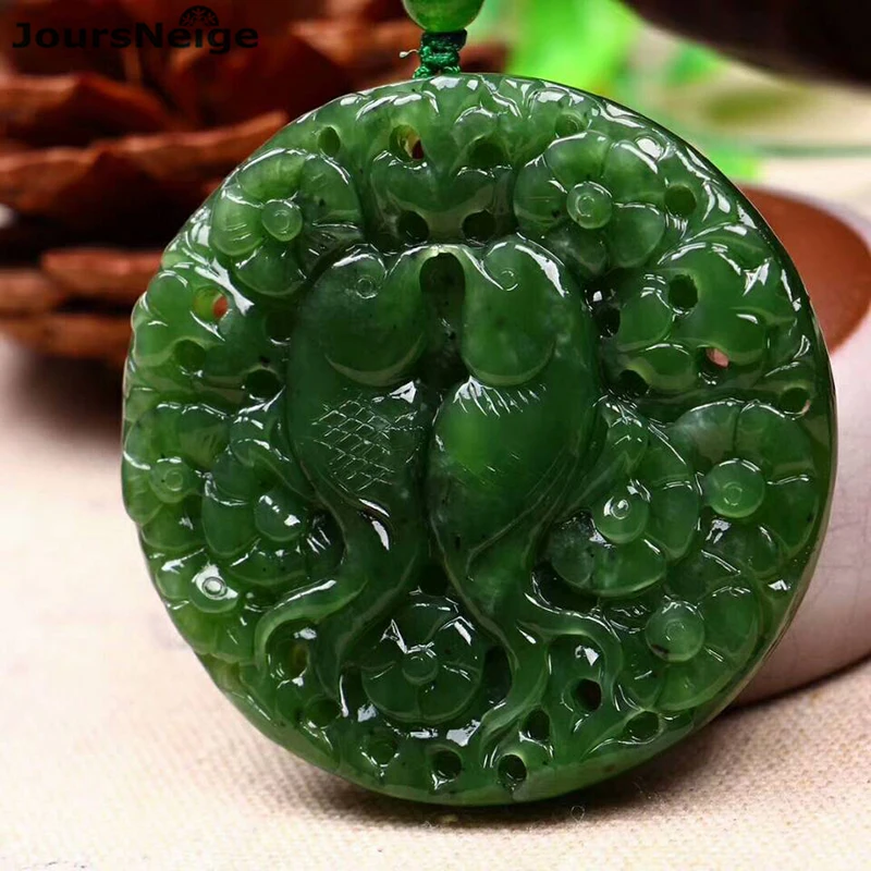 Тонкая резьба Hetian натуральный камень кулон двойная подвеска сорока с бисер