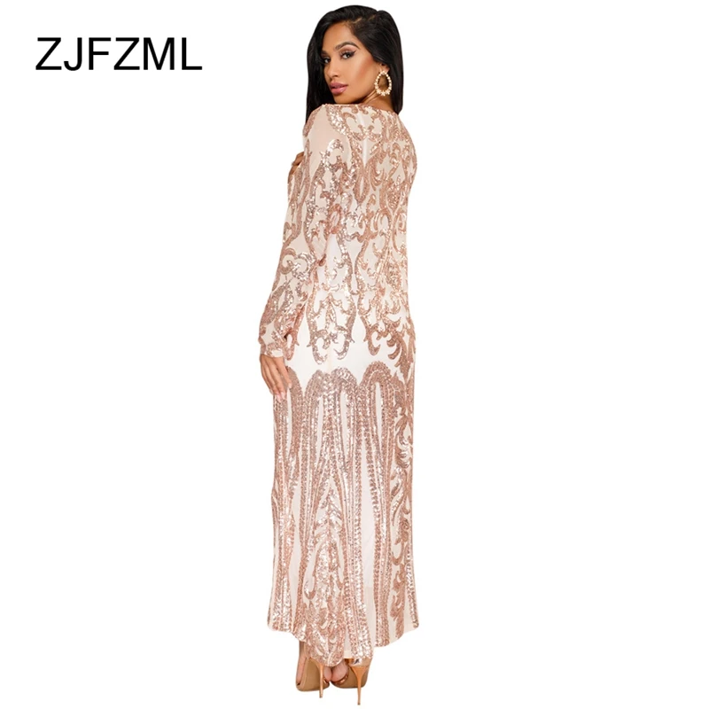 Женская длинная куртка ZJFZML с длинным рукавом и блестками|sequin jacket|see through jacketcoats coats