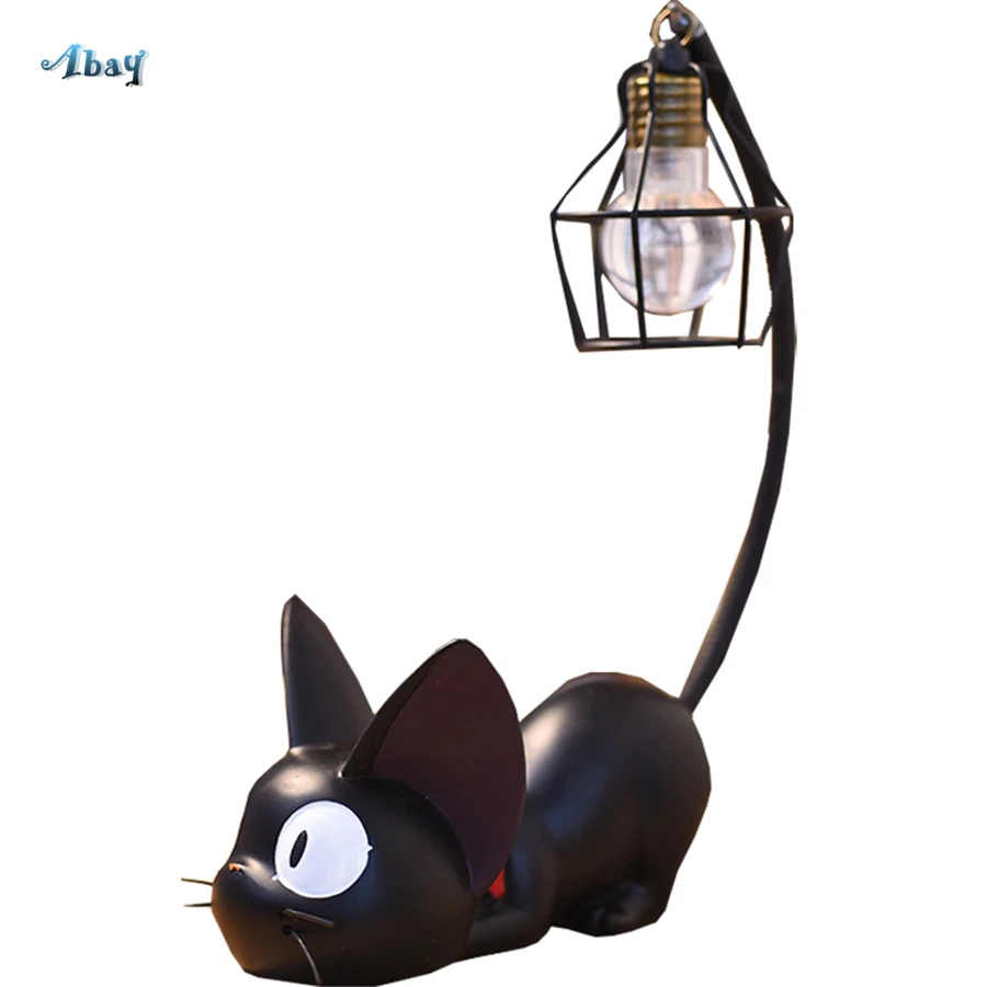 Черный котенок смола украшения детский ночник детская комната стол украшение