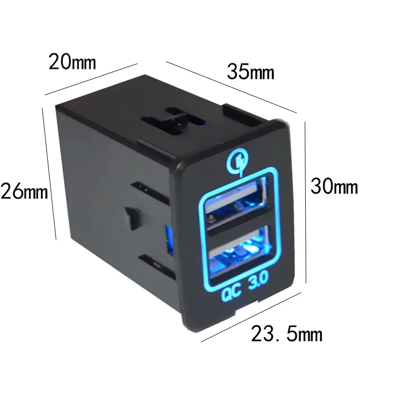 QC3.0 автомобильное зарядное устройство USB адаптер с светодиодный светильник для