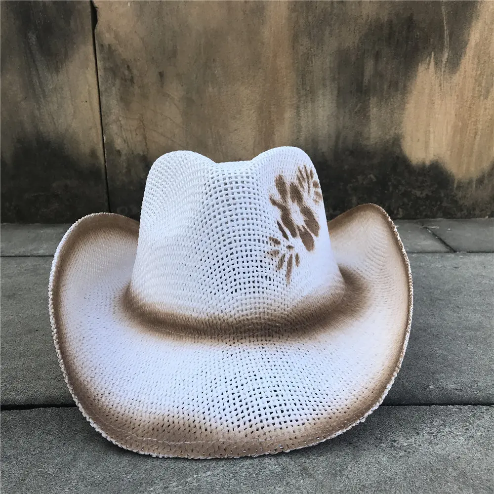 Шляпа женская Соломенная в ковбойском стиле элегантная Панама от солнца с