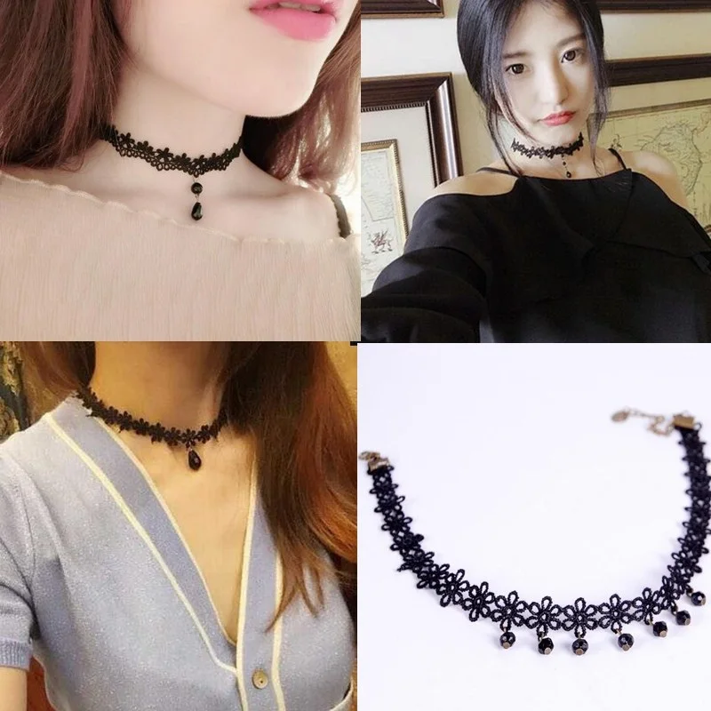 Женское кружевное ожерелье чокер черное для вечеринки на день рождения оптовая