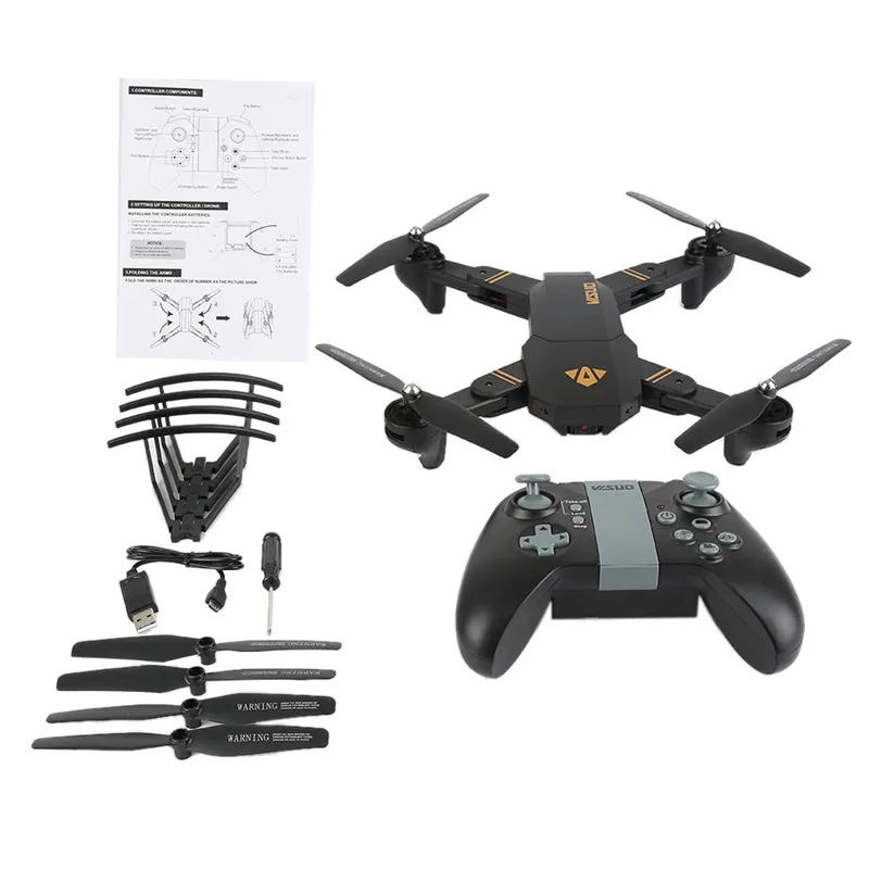 Радиоуправляемый Дрон visuo XS809W Мини Складная селфи Дрон с Wi-Fi FPV-системы 0.3MP Камера высота Удержание Quadcopter в jjrc H36 H37 квадрокоптер - Цвет: Черный