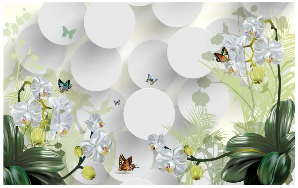 

High Quality Hot Sale New Customized 3d murals wallpaper wall Orchid TV sofa background wall paper 3 d mural sticker decoration