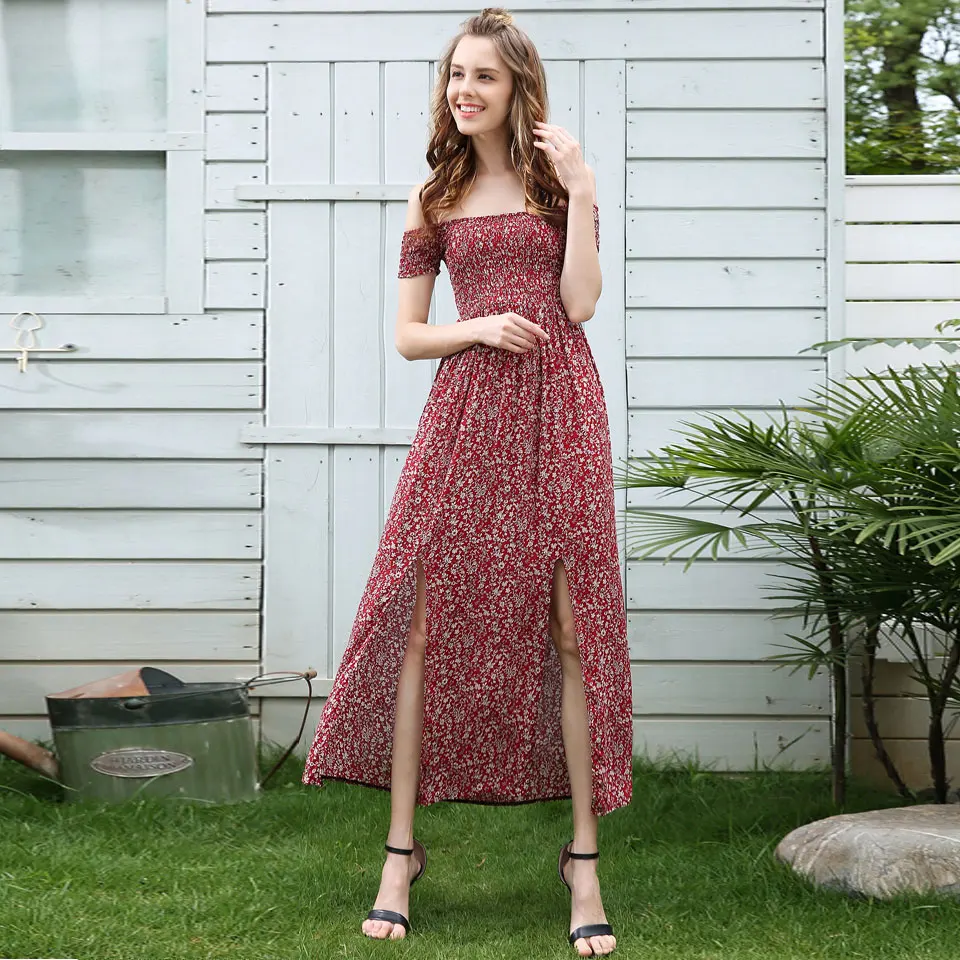 HEE GRAND 2018 новые пляжные летние длинные платья женские с открытыми плечами