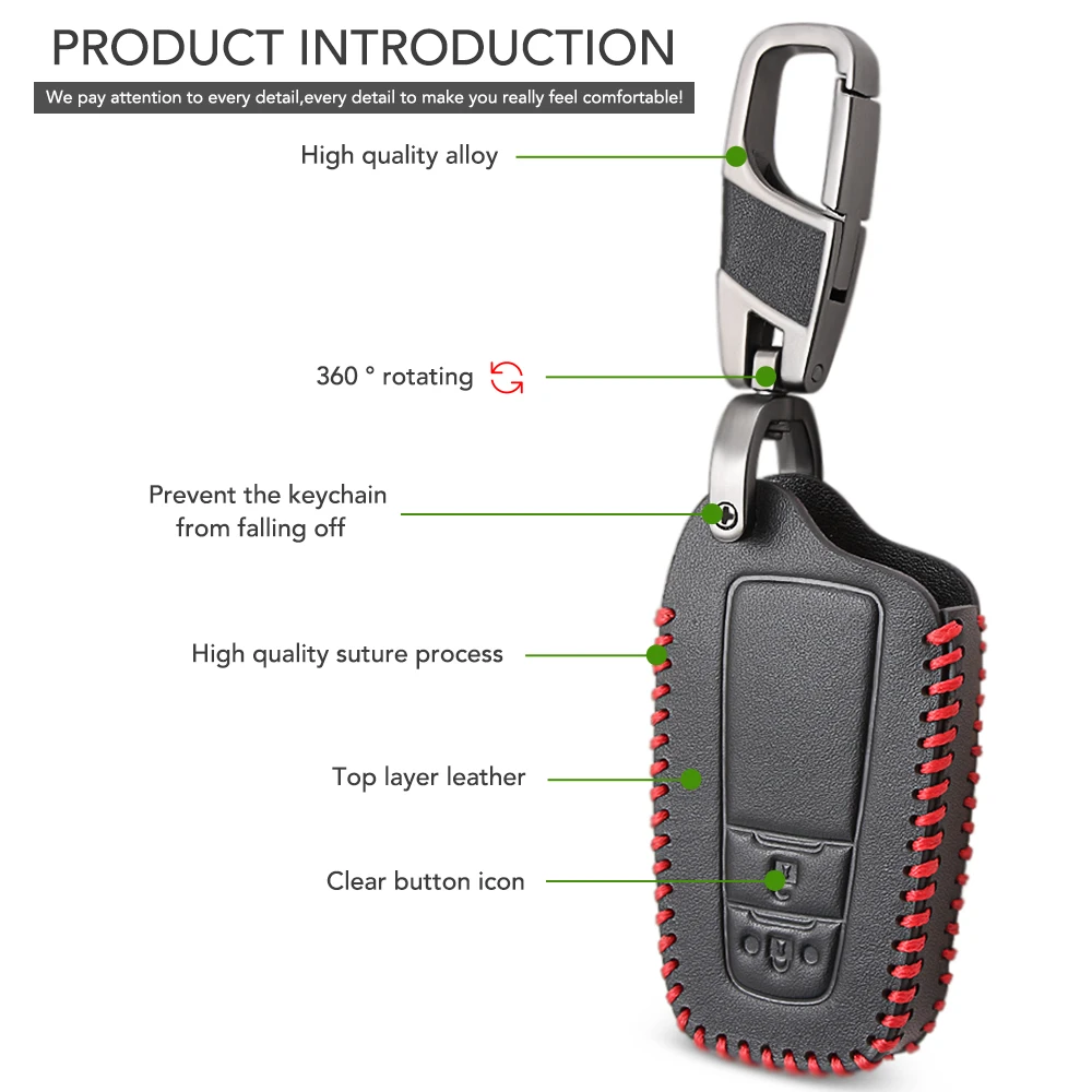 Черный кожаный автомобильный чехол для брелка с ключом брелок Toyota CHR C HR Camry Prius Prado