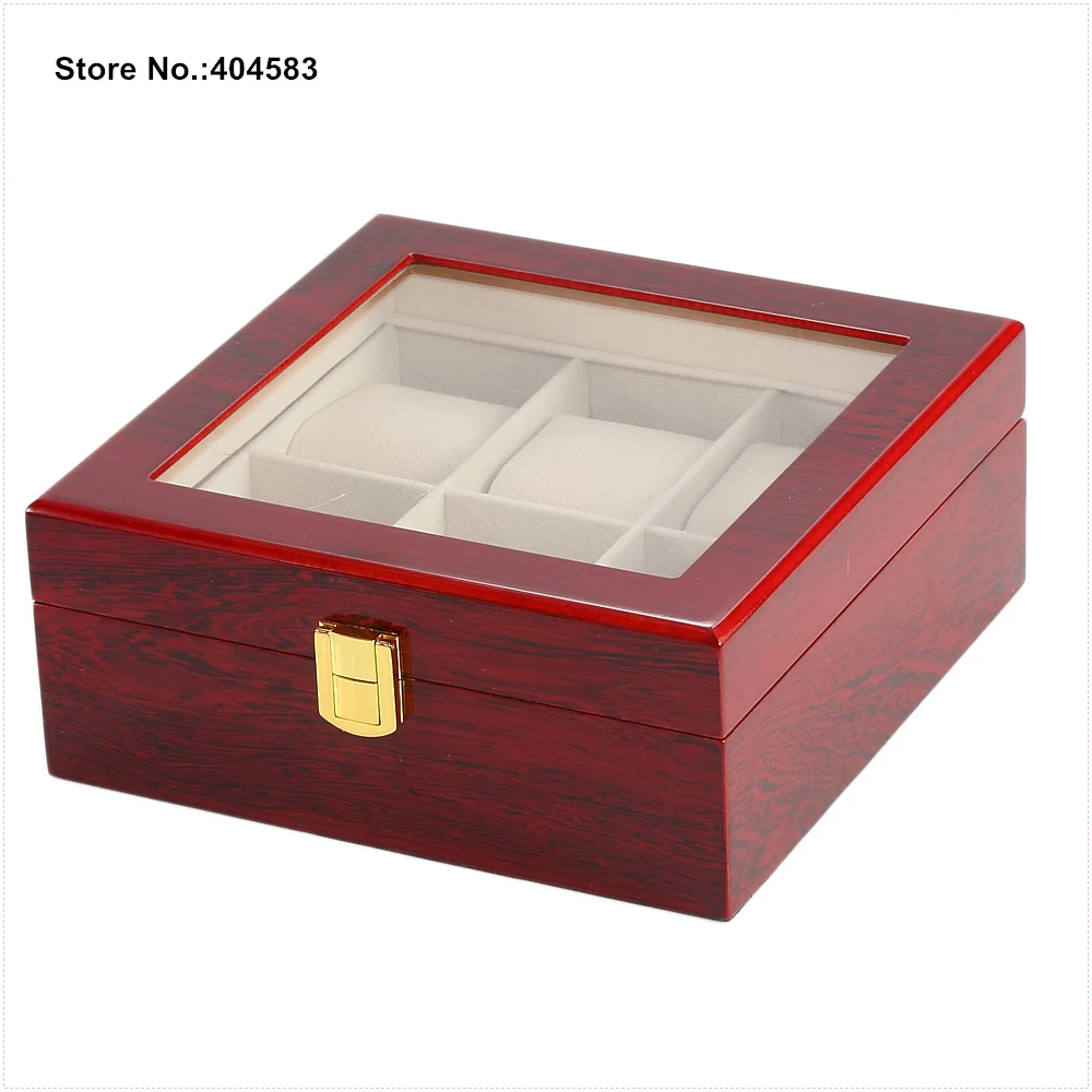 New Professional Exquisite Luxury 6 Glossy Mahogany Wood Lacquered Large Watch Jewelry Bracelet Box | Украшения и аксессуары