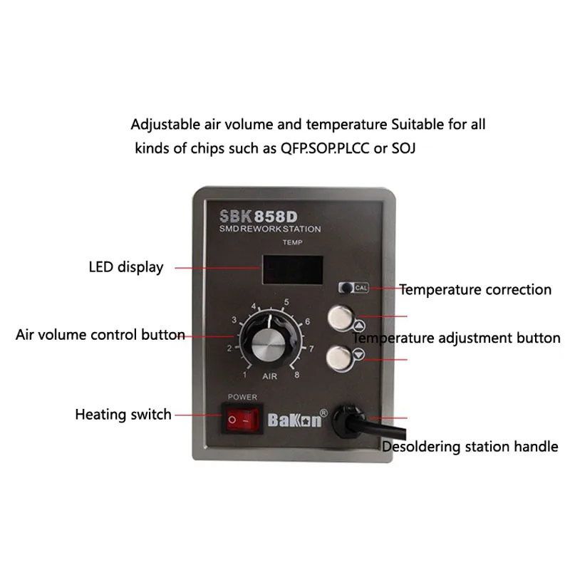 

BAKON SBK858D Upgraded version Soldering High Frequency Adjust Temperature Soldering Iron With LCD Digital Station for Repair