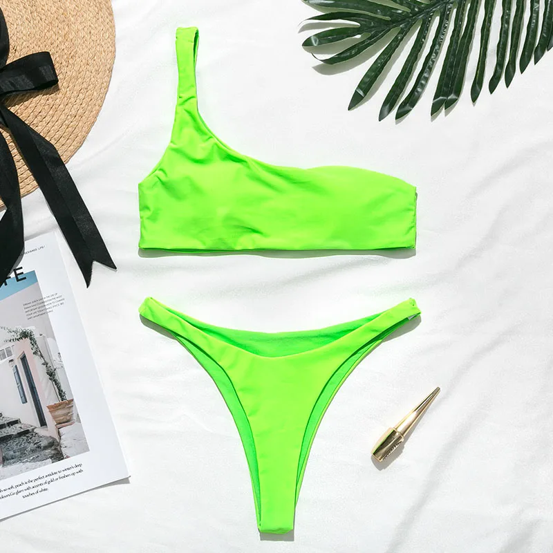 Купальник женский неоновый зеленый с пуш апом|Купальники| |