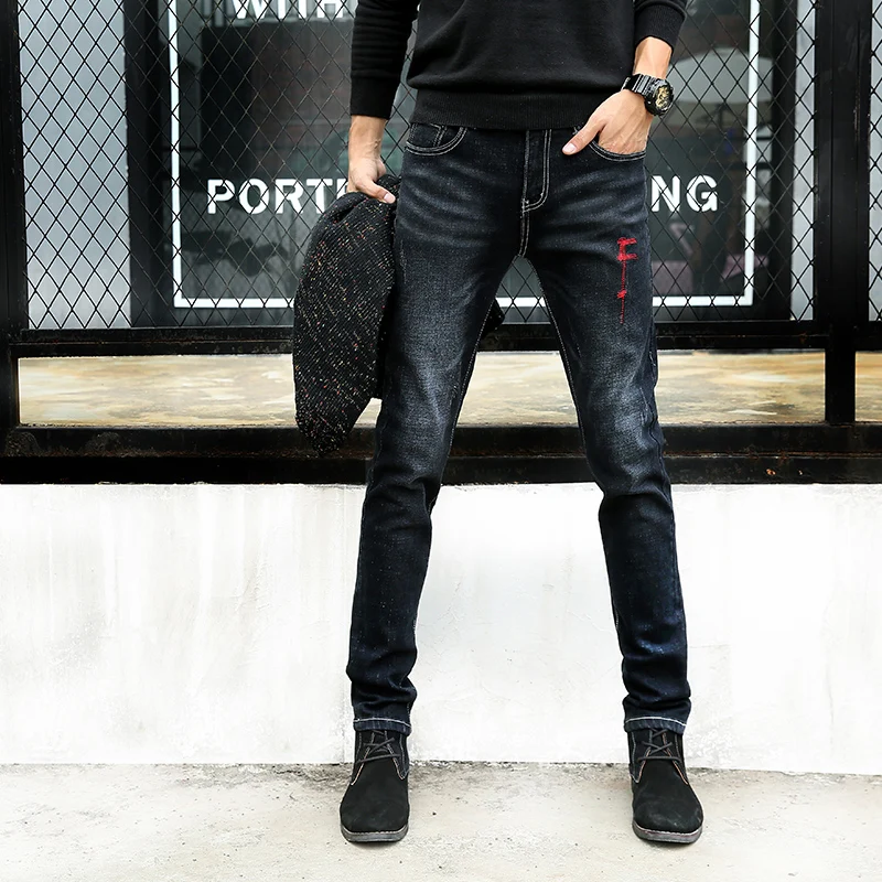 Новинка 2019 стильные зауженные джинсы для больших мальчиков мужские брюки
