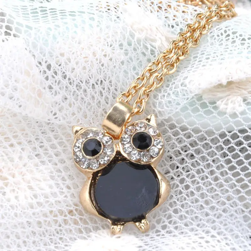 1 шт. Очаровательная винтажная подвеска в виде совы стразы кулон с кристаллом и