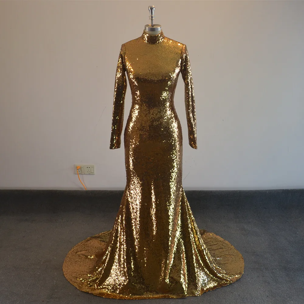 Robe De Soiree роскошное платье для выпускного вечера с золотыми пайетками и