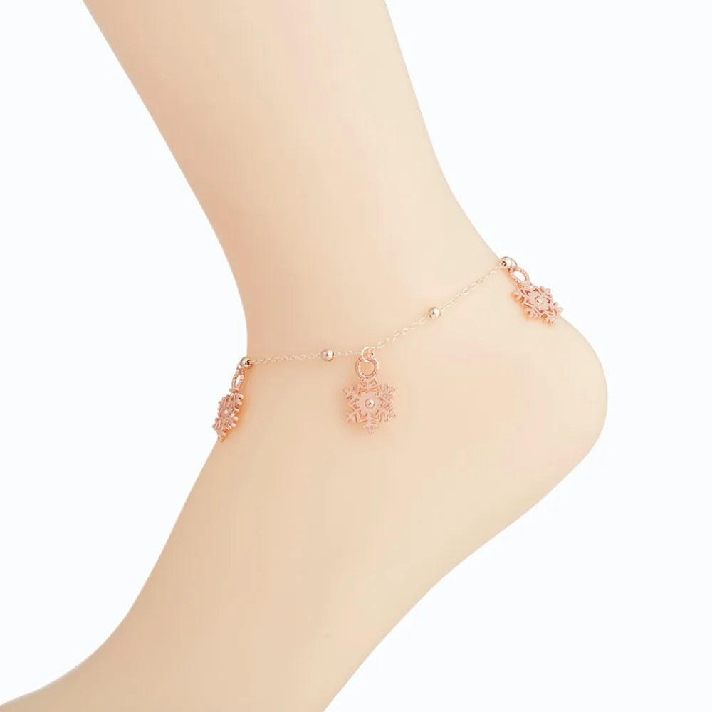 Модные браслеты на ногу со снежинками и подвесками для женщин Роскошные